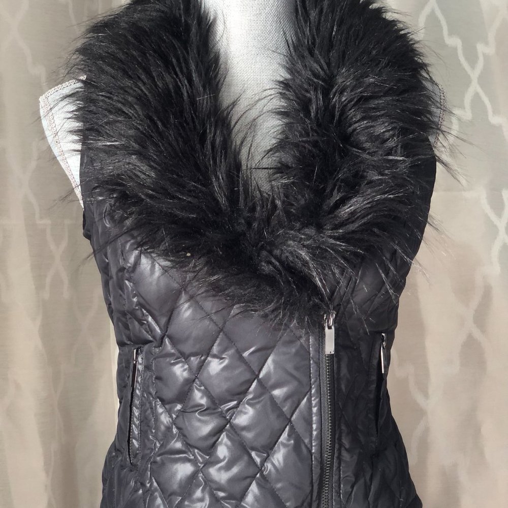 CACHÉ Fitted Faux Fur Vest.  COLD WEATHER CHIC.